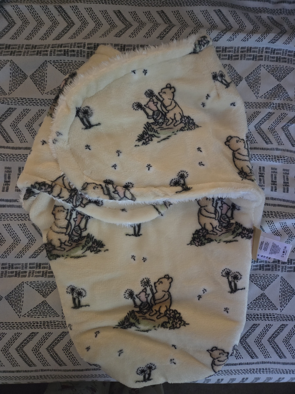 Winnie the Pooh Cream Plush Baby Swaddle Blanket